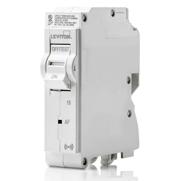 Leviton 15A Disjoncteur de Branche AFCI Intelligent 1 Pôle, Hydraulique Magnétique, 120 VAC, LB115-AS, Blanc
