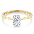 thumbnail image 2 of Gem Stone King 10K Yellow Gold White Moissanite Solitaire Engagement Ring for Women | 0.90 Cttw | Oval 7X5MM | Gemstone Birthstone | Available in Size 5,6,7,8,9, 2 of 3