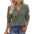 thumbnail image 5 of hoksml Women's Sailor Collar Ribbed Knit Sweater, Long Sleeve Slim Casual Pullover, 5 of 7