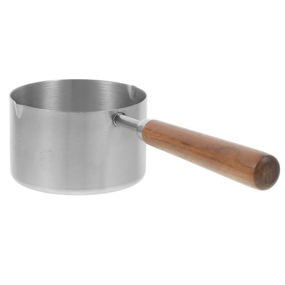 FRCOLOR Stainless Steel Dog Food Scoop with Long Wooden Handle for Accurate Measuring in Kitchen Coffee Color