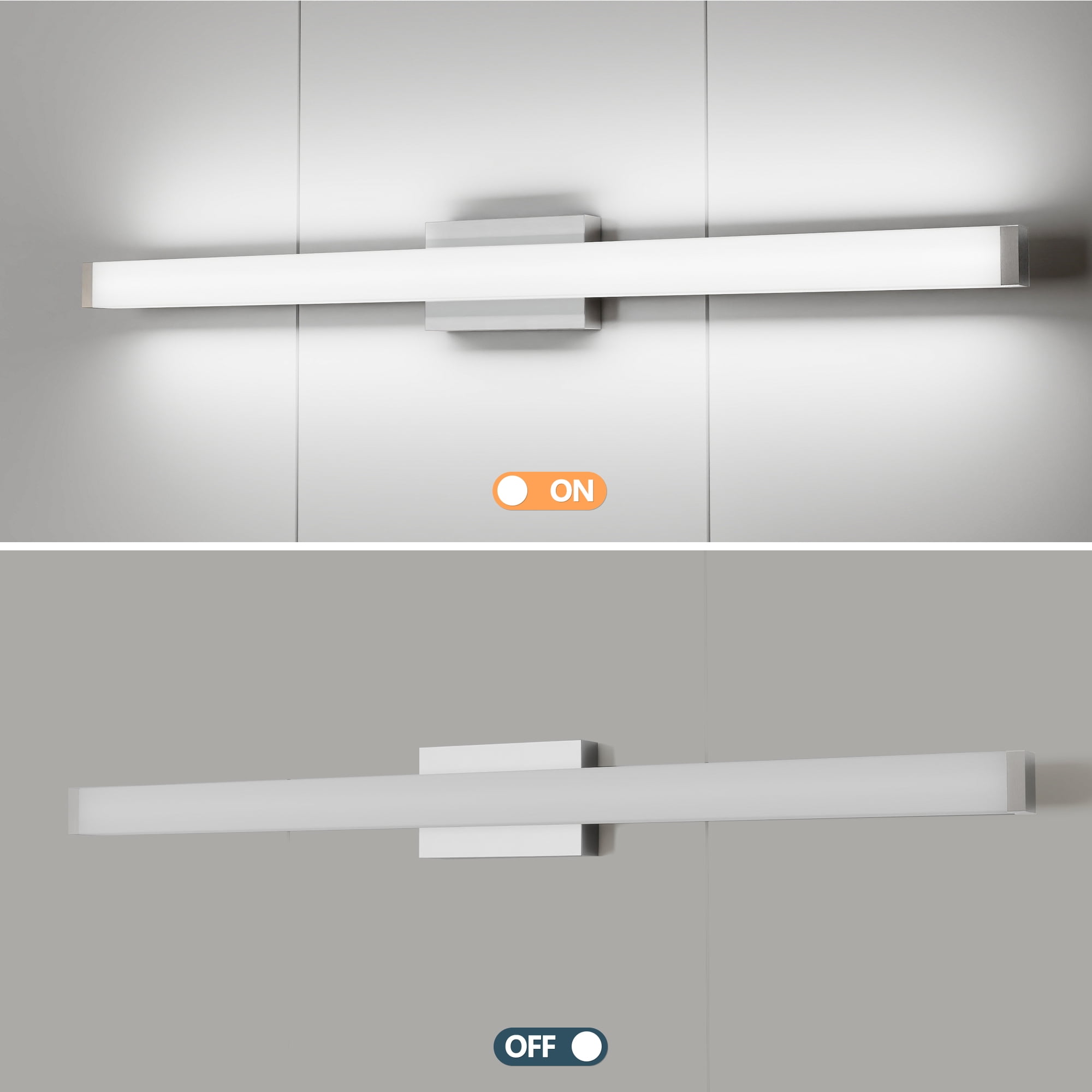 TICOZE 41 Inch Brushed Nickel Modern LED Vanity Light Bar, 24W 6000K Cool White, Energy Saving Bathroom Mirror Light Fixture