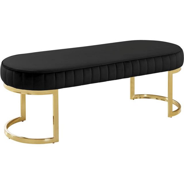 Meridian Furniture Lemar Contemporary Velvet Bench in Black