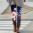 thumbnail image 2 of Mepaouo Christmas Leggings for Women Holiday Santa Print High Waisted Yoga Leggings(Blue,S), 2 of 4