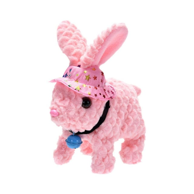 Interactive Electric Walking Jumping Rabbit Plush Toy for Kids, Realistic Electronic Bunny with Wiggling Ears & Sound Effects, Soft Easter Gift Animal Pet