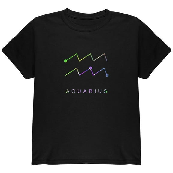 Sacred Zodiac Aquarius Youth T Shirt Black YLG