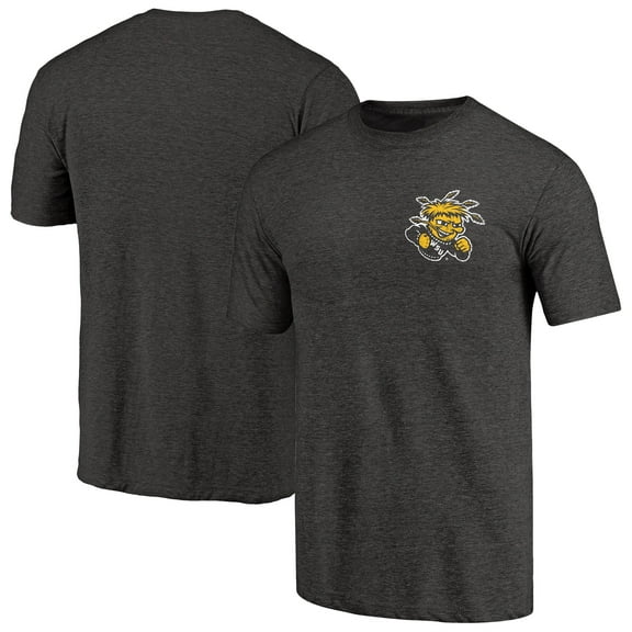 Men's Black Heather Wichita State Shockers Left Chest Distressed Logo Tri-Blend T-Shirt