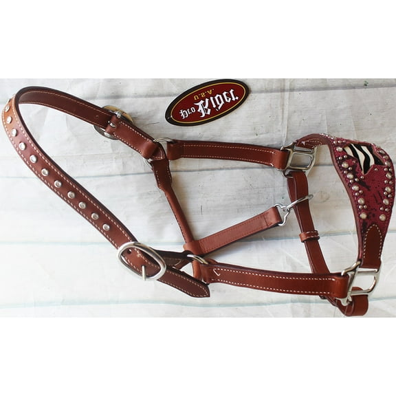 Horse Noseband Tack Leather Bronc Show HALTER Tiedown  28136
