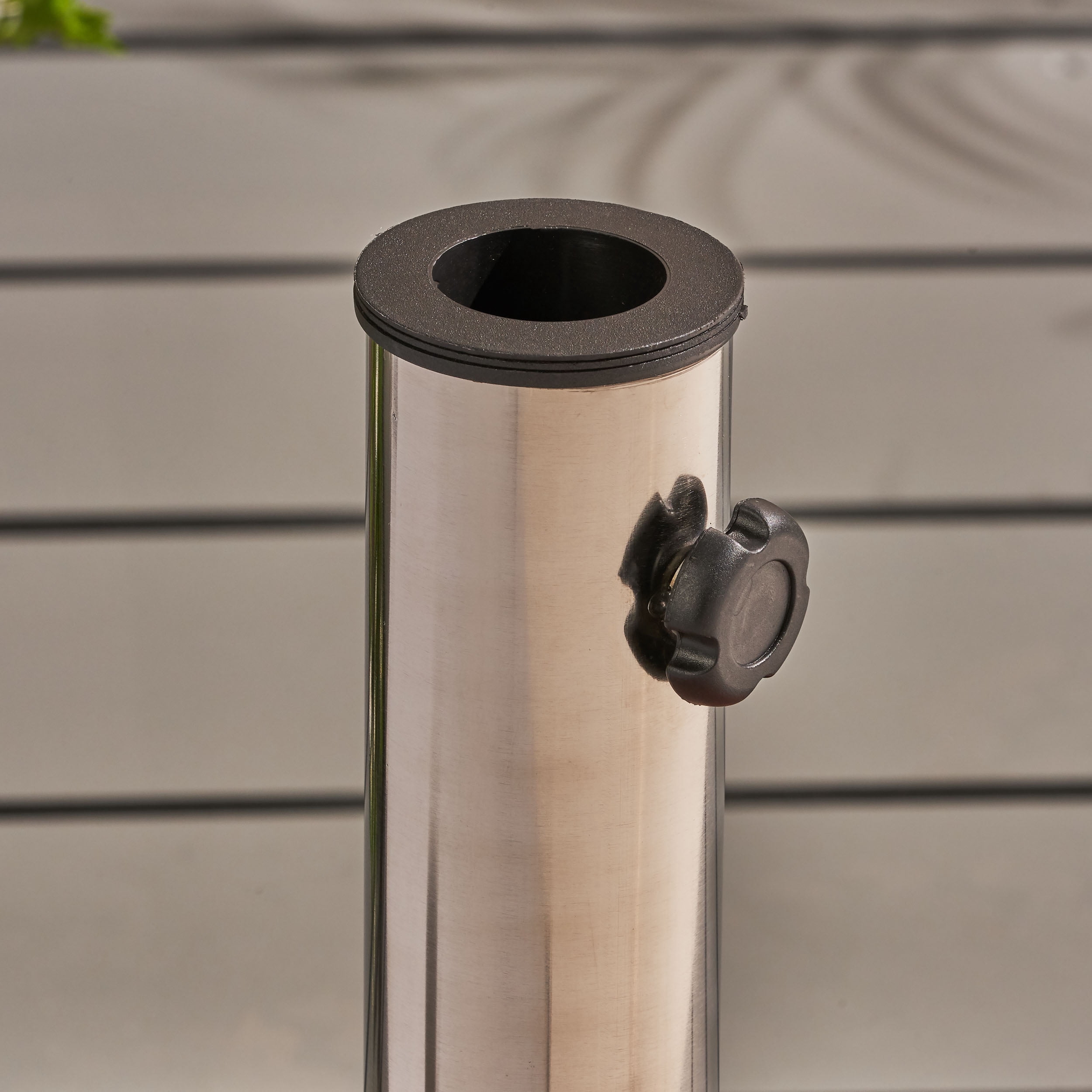 Noble House 80lb Steel Circular Stainless Steel & Concrete Umbrella Base