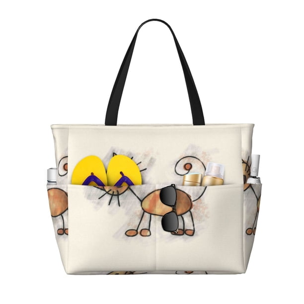 Fotbe Brown Cat Cartoon Bolsa de Viaje para Playa - Resistente al Agua, Bolsa Tote de Gran Capacidad y Ligera con 7 Bolsillos para Mujeres y Hombres