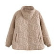 thumbnail image 3 of Jinhomg Button Down Puffer Jacket for Women Trendy Floral Print Mock Neck Padded Coat Plus Size Comfy Long Sleeve Outerwear With Pockets Fall Saving Khaki XXL, 3 of 6