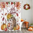 thumbnail image 2 of Shower Curtain 72"W x 72"L Autumn Thanksgiving Hedgehog Pumpkin Fabric Shower Curtains Set with Hooks Water Repellent Bathroom Curtains Machine Washable Bathroom Accessories, 2 of 6