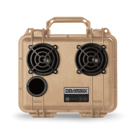 DemerBox: Waterproof, Portable, and Rugged Outdoor Bluetooth Speakers. Loud Sound, Deep Bass, 40+ hr Battery Life, Dry Box + USB Charging, Multi-Pairing Party Mode. Tan