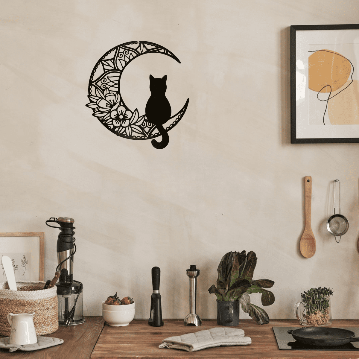 Bohemian Crescent Cat Wall Decor Pet Theme Home Decoration Christmas Holiday Gift