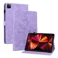 thumbnail image 2 of FJLBDE Case for iPad Pro 11 Inch 2022/2021/2020/2018 4th/3rd/2nd/1st Gen, Embossed Flower Leather Flip Wallet Folio Stand Cover, rple, 2 of 7