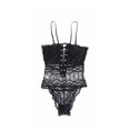 thumbnail image 4 of Encantador Body de encaje para mujer Ropa interior de malla con vendaje en V profundo, Negro, L Inevent XX000221-06, 4 of 7