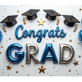 thumbnail image 4 of Graduation Party Supplies Congrats Grad Banner Backdrop Background with Balloons and Confetti Decorations for Graduation Ceremony Celebration Classroom Event, 4 of 4