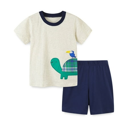 

Esaierr 2-7Y Kids Boys TShirt Sets Summer Outfits Toddler Short Sleeve Tees+ Short Trousers Sets Cute 2-Piece Clothes