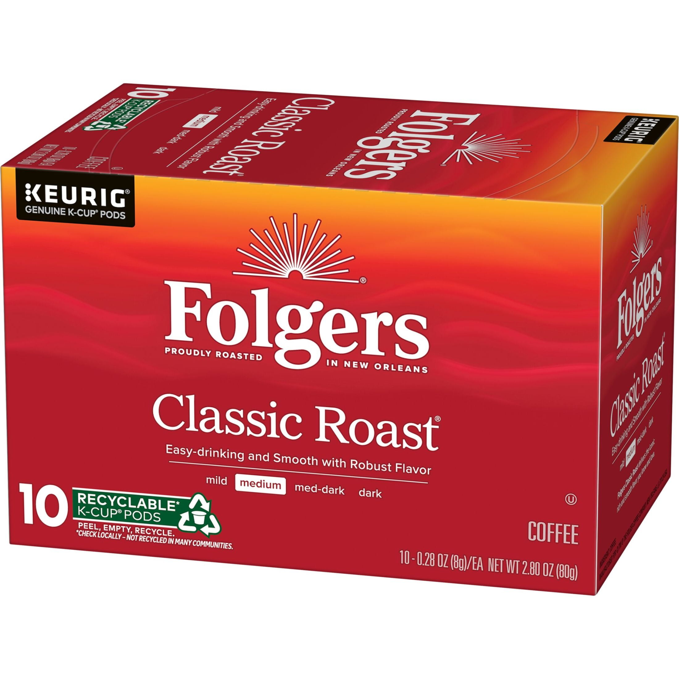 (6 pack) Folgers Classic Roast Medium Roast Coffee, Keurig K Cup Pods, Limited Edition Design for America’s 250th Anniversary, 10 Count Box