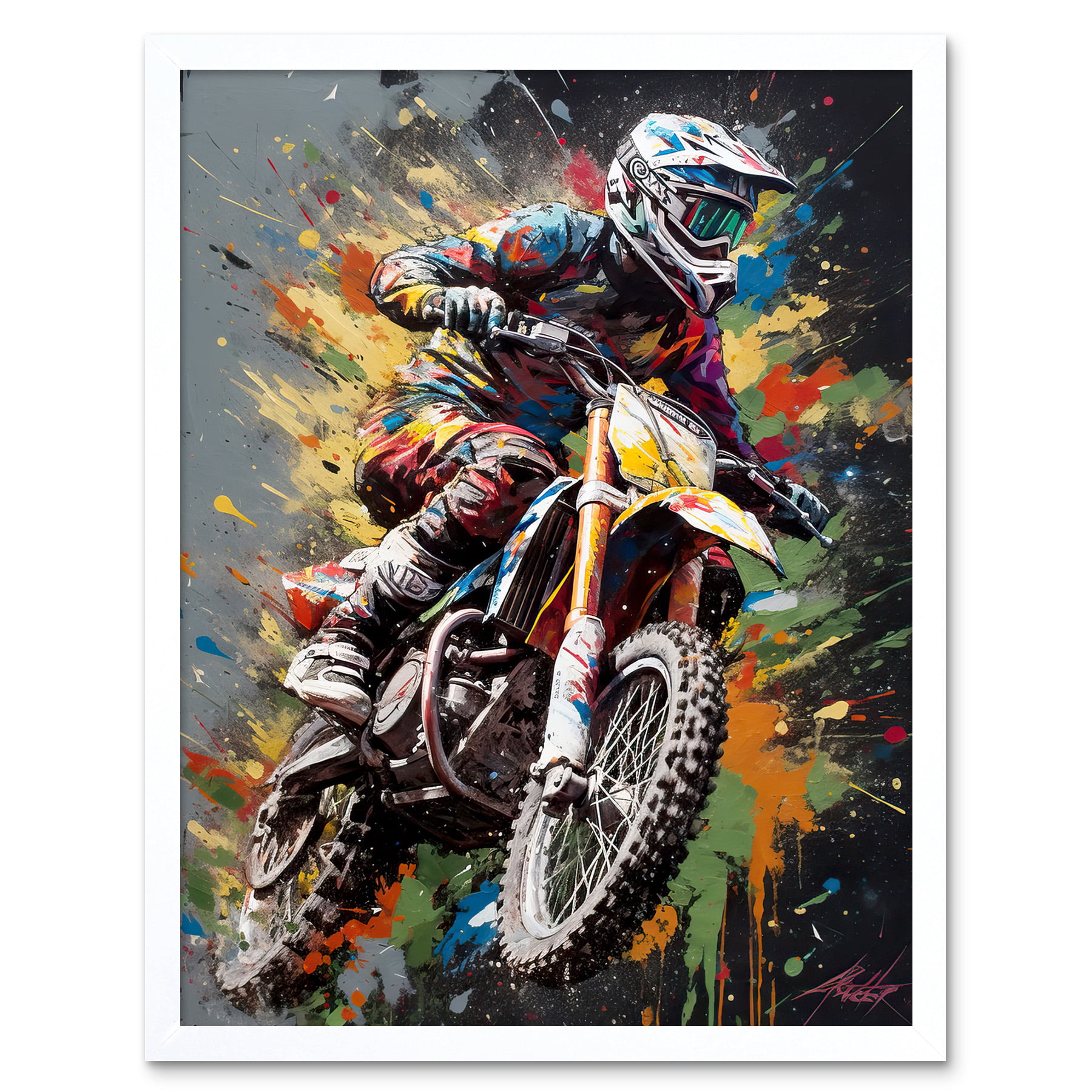  NewBrightBase Motocross Dirt Bike Jump Sport Fabric Cloth  Rolled Wall Poster Print - Size: (40 x 24): Posters & Prints