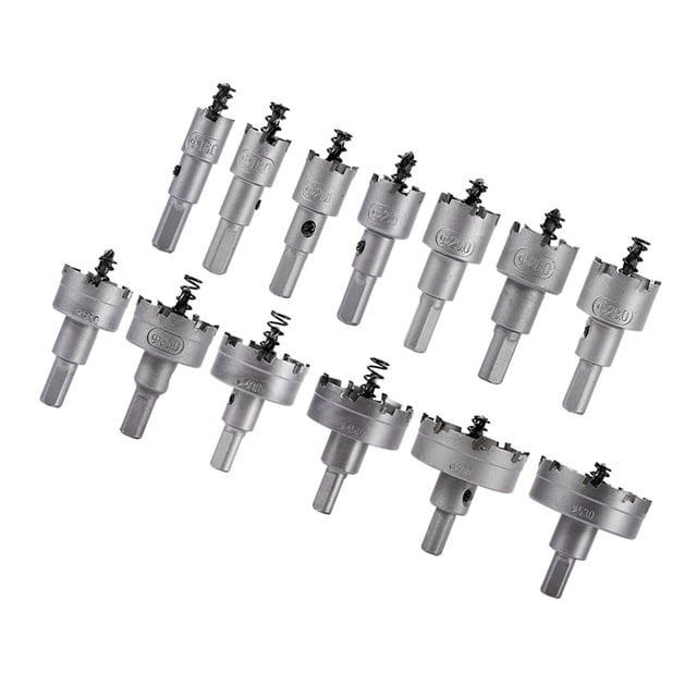 JUEGO DE SIERRAS PERFORADORAS CON PUNTA DE CARBURO TCT, Acero inoxidable, perforacia de metal, 13 piezas, 16 mm, 53 mm, Tamado de Portabrocas de 10 mm, para taladro de Banco,