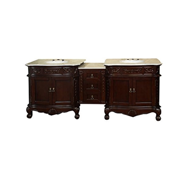 Bellaterra Home 82.7 in. Double sink vanity-walnut-white marble