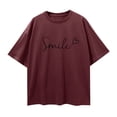 thumbnail image 7 of Xmyrz Womens Graphic T Shirts Short Sleeve Letter Print Baggy Recreation Simplistic Outdoor Casual Tops Casual Blouses, 7 of 7
