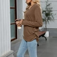 thumbnail image 6 of HomeDM Womens T-Shirts Long Sleeve V Neck Casual Shirts Solid Color Workout Tunic Tops Dressy Work Pullover - Coffee/M, 6 of 6