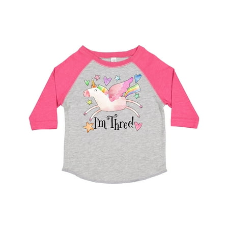 

Inktastic I m 3 Cute Rainbow Unicorn with Stars and Hearts Gift Toddler Boy or Toddler Girl T-Shirt