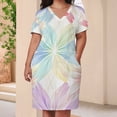 thumbnail image 3 of Colorful Floral Bohemia Women's Loose Short Sleeve Dress Casual Summer Plus Size Long Dresses with Pockets, 3 of 5