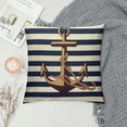 thumbnail image 2 of JRXY  Pillow Covers Decorative Cushion  Geography Theme Nautical Sailing Compass Boat Cover Navy Blue Red Anchor with Stripe  Home for Couch Bed White, 2 of 5