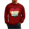 thumbnail image 2 of QUNYINEY Casual Mens Sweatshirt Crew Neck Long Sleeve Black History Month Red Tops Pullover Loose Drop Shoulder Sweatshirts, 2 of 6
