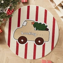 Horivan Christmas Tree Print Non-Slip Round Rug High-Density Plush Floor Mat for Living Room Bedroom Holiday Party Decor Soft Microfiber Carpet Festive Home Accent Washable Indoor Doormat