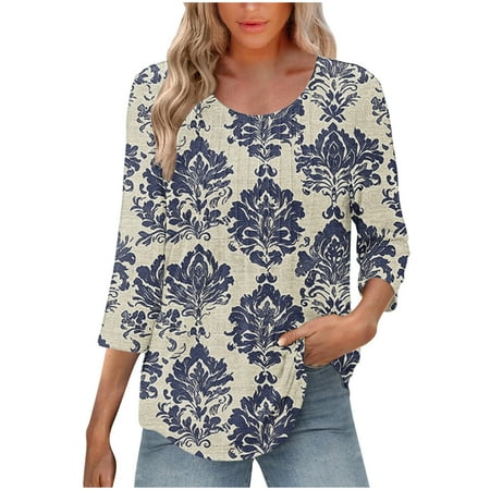 Women's Fall Tunic Tops Womens Top 3/4 Sleeve Shirts for Women Trendy Womens Blouses Fall Boho Reorder Items Gifts