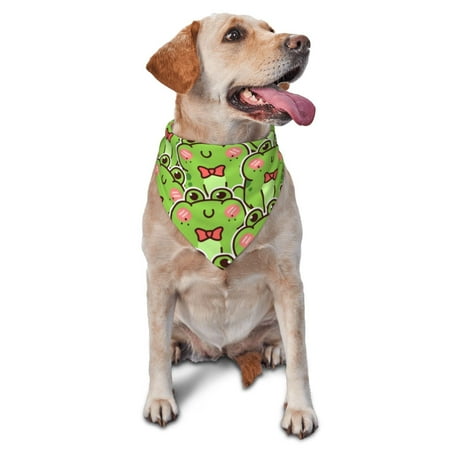 Daiia Cute Green Frog Pattern Pet Scarf for Dogs and Cats &ndash; Soft & Breathable Bandana Comfortable Pet Accessory for Everyday Wear