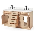 thumbnail image 4 of ARIEL Hepburn 60 Inch Double Oval Sink Bathroom Vanity With Carrara White Quartz Countertop 1.5 Inch Edge In Oak, 4 of 9