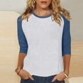 thumbnail image 1 of T-Shirts Tendance pour Femmes Hauts Décontractés pour Usage Quotidien Design Color Block Élégant pour Printemps et Automne Blouses Polyvalentes Col Rond Manches 3/4 Hauts de Travail Décontractés pour Femmes Chemises de Compression Femmes Longues, 1 of 3