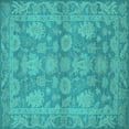 thumbnail image 1 of Ahgly Company Indoor Square Oriental Turquoise Blue Industrial Area Rugs, 8' Square, 1 of 4