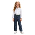 thumbnail image 3 of Emitonse Toddler Baby Girl Clothes Fall Winter Outfits Girls Long Sleeved Shirt Jeans Set Comfortable Soft Casual White,Size 3-4 Years, 3 of 9