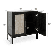 RichYa 31.5'' Rattan Storage Cabinet for Entryway Living Room Buffet Cabinet Sideboard Cupboard Black