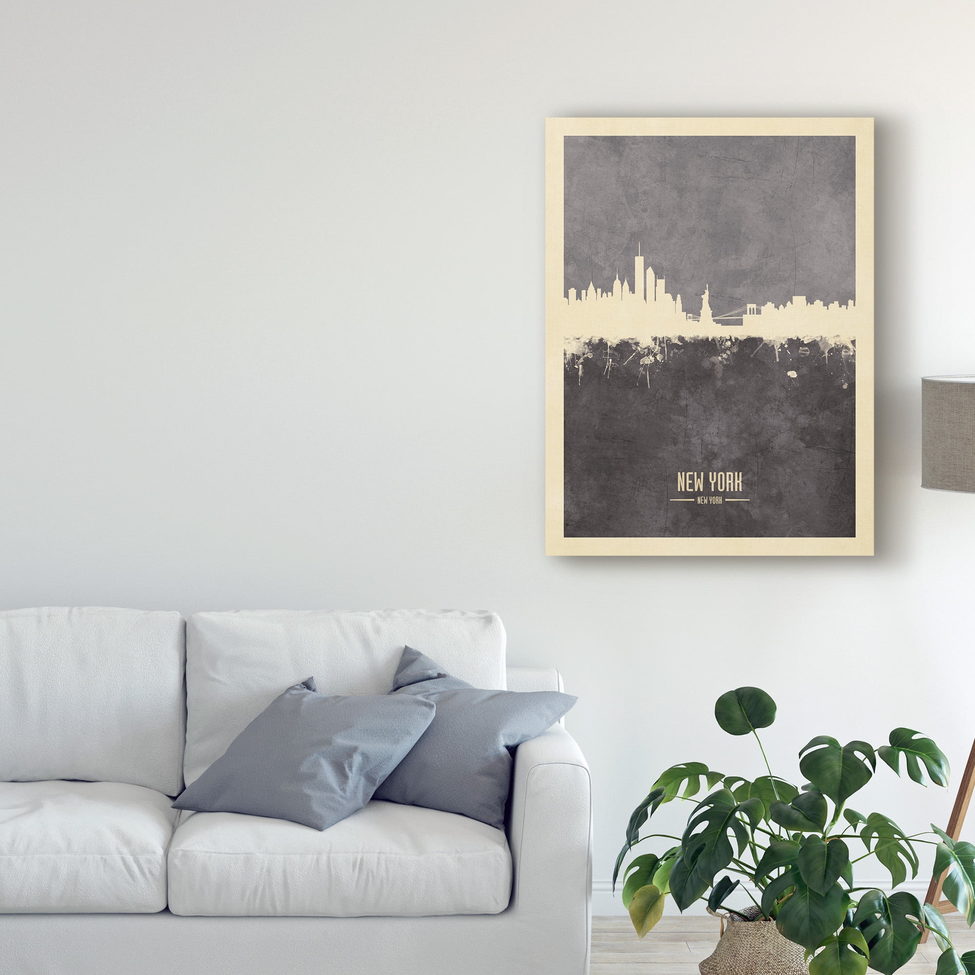 Trademark Fine Art 'New York Skyline Gray' Canvas Art by Michael Tompsett