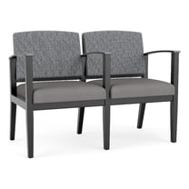 Amherst Wood Reception Waiting 2 Seat Tandem Seating / Black Wood / Gray / Gray