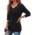 thumbnail image 3 of Fantaslook Color Block Sweaters for Women V Neck Pullover Lightweight Sweaters Long Sleeve Tops Fall Fashion Clothes, 3 of 7