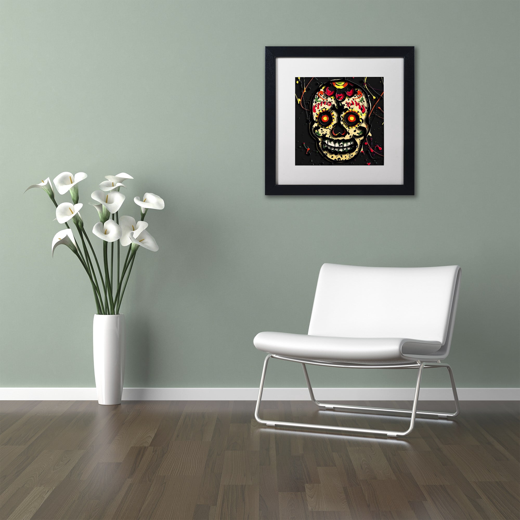 Trademark Fine Art "Muertos 2" Canvas Art by Roderick Stevens, White Matte, Black Frame