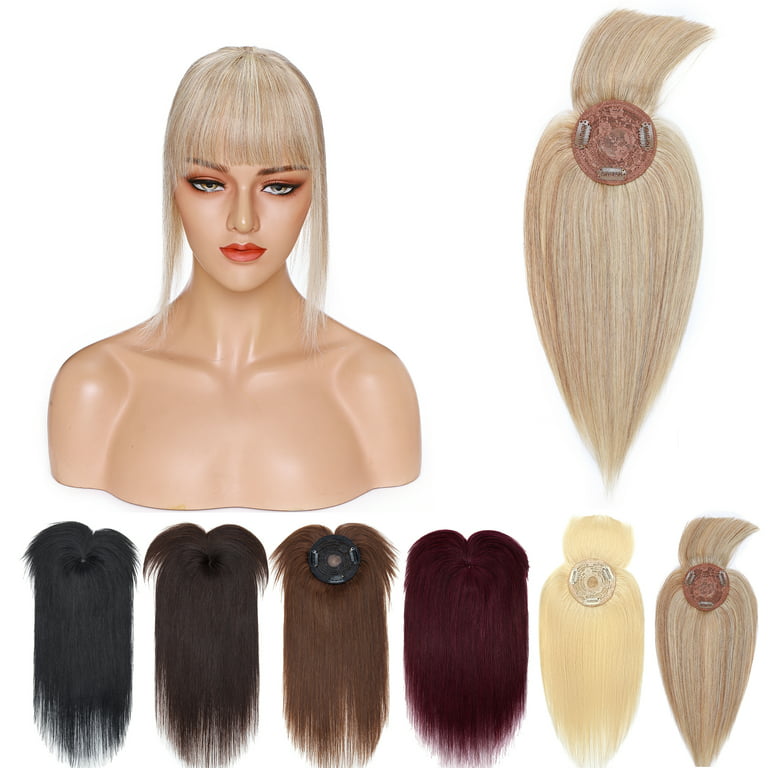 MY-LADY Hair Toppers for Women Real Human Hair with Bangs 3 Clip In Remy Topper Hairpiece for Hair Natural Looking Hair Extensions 10inch Ash & Bleach Blonde - Walmart.com