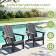 thumbnail image 5 of Omniberg Folding Adirondack Chairs, Plastic Outdoor Patio Chairs with Cup Holder, Wood-Textured with Large Seat for Poolside Backyard Lawn, Gray, 5 of 7