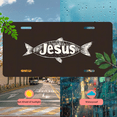 thumbnail image 5 of 1 Pcs 2D Flat License Plate Covers & Frames, Fish with Jesus For Decorative Front, Waterproof For Decoration Aluminum License Plate Covers & Frames Cover For Men Women, 12" X 6", 5 of 7