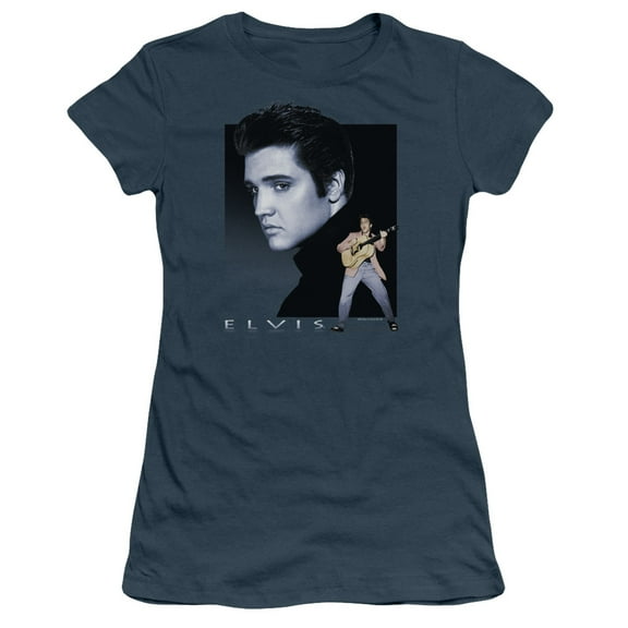 Elvis Presley - Blue Rocker - Juniors Teen Girls Cap Sleeve Shirt - X-Large