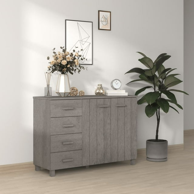 vidaXL Buffet HAMAR Gris Clair 113x40x80 cm Bois Massif Pin