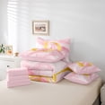 thumbnail image 5 of Homewish Initial D Letter Bedding Comforter Set 7 Pieces for Girls, Romantic Gold Rose Full Bedding Set, Pink Marble Watercolor Reversible Fitted Sheet Flat Sheet, Luxury Bedroom Decor, 5 of 7