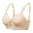 thumbnail image 2 of QLEICOM Everyday Bras for Women Comfort Lift Wirefree Bra,Sexy Lace Front Button Shaping Cup Shoulder Strap Underwire Bra Plus Size Bras Extra-Elastic Wirefree Bras Beige Cup 85C, 2 of 2